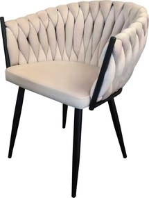 Étkezőszék, világosbézs Velvet szövet/fekete, BLER
