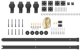 Fekete acél tolóajtó fémszerelék készlet 183 cm