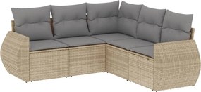 vidaXL 5 részes bézs polyrattan kerti ülőgarnitúra párnákkal