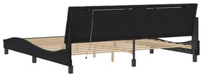 fekete bársony ágykeret LED-világítással 200 x 200 cm
