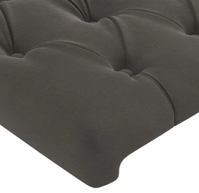 sötétszürke bársony LED-es fejtámla 160 x 7 x 78/88 cm