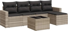 vidaXL 6 részes világosszürke polyrattan kerti ülőgarnitúra párnákkal