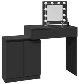 fekete LED-es fésülködőasztal 115 x 37 x 110,5 cm