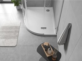 Mexen Flow félköríves aszimmetrikus slim bal 90 x 80 cm, fehér fényes - 46Q108090L