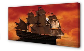 Canvas képek A hajó tenger narancs ég 100x50 cm