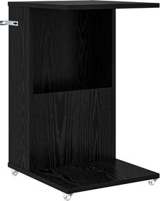 vidaXL Oldal asztal kerékkel Fekete tölgy 40 x 35 x 60 cm Faanyag