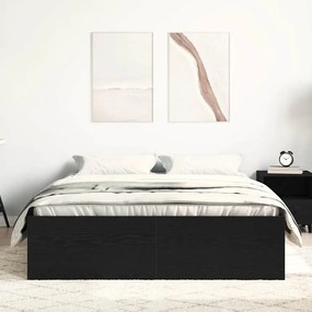 fekete tölgy színű szerelt fa ágykeret matrac nélkül 140x200 cm