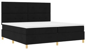 Boxrugós ágy fejtámlával Fekete 200 x 200 cm szövet