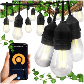 LED-es kerti fényfüzér Smart Tuya áram 11m 18x E27 lámpa állítható