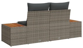 2 személyes kertigarnitúra tárolóval és párnákkal szürke poli rattan
