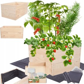 Zöldségtartó fa ágyás magasított láda virágtartó 45x100x90