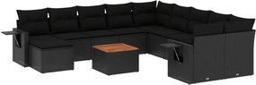 vidaXL 12 részes fekete polyrattan kerti ülőgarnitúra párnákkal