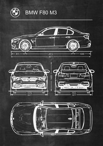 Poszter Bmw F80 M3 Retro Patent Poster diagram