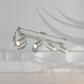 Globo 57911-4 Mennyezeti lámpa, matt nikkel fém, króm, HxSzxM: 560x60x120mm, 4x GU10 35W 230V izzók nélkül