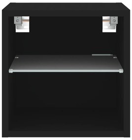 2 db fekete fali TV-szekrény LED-világítással 30 x 28,5 x 30 cm