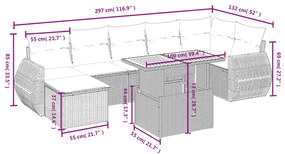 8 részes bézs polyrattan kerti ülőgarnitúra párnával