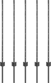 vidaXL Kerítésoszlop 5 pcs Szürke 100 cm Acél