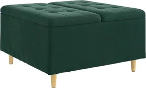vidaXL Tároló oszmán párnával Sötétzöld 80 x 80 x 45 cm Bársony