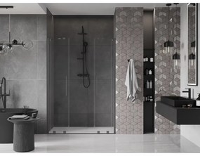 Mexen Velar Duo, tolózuhanyajtó nyitáshoz 160 cm, 8 mm átlátszó üveg, polírozott grafit, 871-160-000-02-95