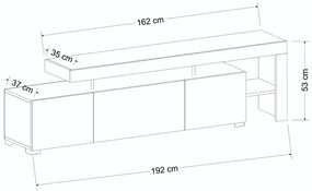 Design TV asztal Calissa 192 cm antracit
