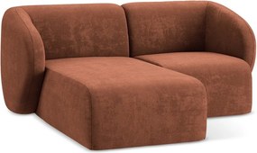 Terrakotta színű zsenília sarokkanapé (bal oldali-heverő résszel) Lani – Makamii