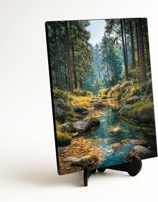 DUBLEZ | Fából készült színes kép - Erdői patak