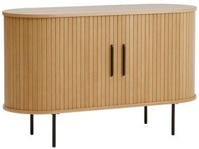 Natúr színű komód tolóajtóval, tölgyfa dekorral 120x76x45 cm Nola – Unique Furniture
