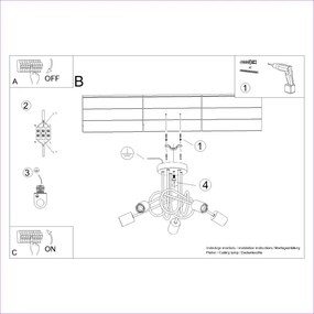 Sollux SL.1478 - Felületre szerelhető csillár EMBER 5xE27/15W/230V fekete/bézs/bükkfa