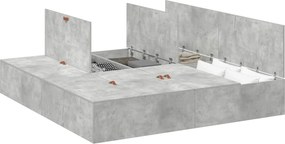 vidaXL Ágykeret tárolóval tárolóval Beton Szürke 200 x 200 cm Faanyag