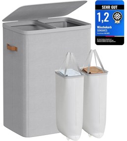 SONGMICS szennyestartó kosár 170 L, 56 × 40 × 75 cm, szürke