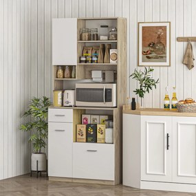 HOMCOM Modern Konyhai Szekrény Buffet Tálaló Tároló Szekrény Állítható Polcokkal, Fiókkal, Munkafelülettel és Kábelkezeléssel, Nappalihoz és Étkezőhöz