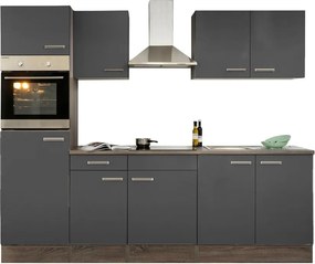 Yorki konyhabútor Yorki tölgy korpusszal, selyemfényű antracit fronttal 270 cm-es méretben