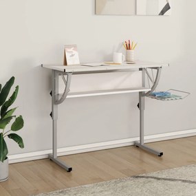 fehér-szürke szerelt fa és acél íróasztal 110 x 53 x (58-87) cm