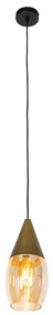 Modern függőlámpa arany borostyán üveggel - Drop