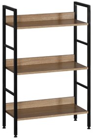 Intenso Home 3 szintes nyitott könyvespolc 60 x 93cm (Sonoma tölgy) | Univerzális tároló állvány fém lábakkal