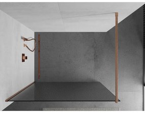 Mexen Kioto, Walk-In zuhanyparaván 120 x 200 cm, 8 mm-es üveg bordás mintával, réz matt profil, 800-120-101-65-09
