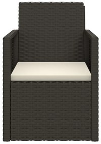 3 részes fekete polyrattan kültéri ülőgarnitúra párnákkal