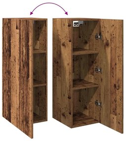 2 db antik fa színű szerelt fa TV-szekrény 30,5 x 30 x 90 cm