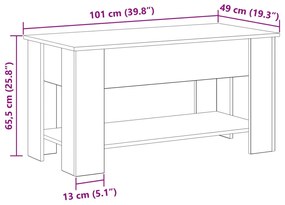 Fekete Tölgy Kávézóasztal - 101x49x52 cm Műanyagból készült