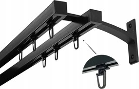 Függönykarnis Négyzet Alumínium 20+20mm Fekete Matt 150cm biztosítótű