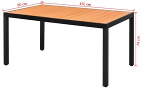 barna alumínium és WPC kerti asztal 150 x 90 x 74 cm