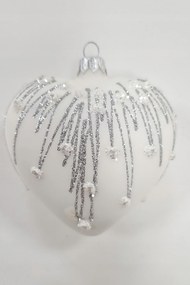 Karácsonyfadísz fehér szív 1 db