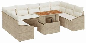 vidaXL Kert étkező szett párnával 10 pcs Beige és krém