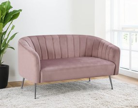 Design kétszemélyes kanapé, rózsaszín Velvet szövet/króm-ezüst, BAGY