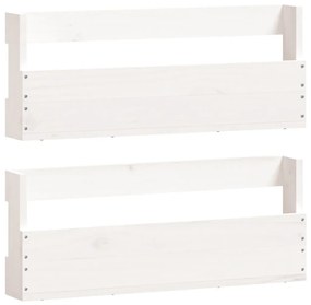 2 db fehér tömör fenyőfa fali cipőtartó 59 x 9 x 23 cm