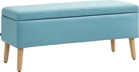 HOMCOM Tároló Pad Kárpitozott Pad Vászon Hatású, Ágy Pad Fa Lábakkal, Tároló Pad Nappaliba, Hálószobába, Előszobába 110 x 39 x 45 cm, Kék | Aosom