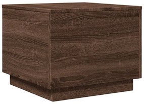 Barna tölgyszínű dohányzóasztal LED-lámpákkal 50 x 50 x 40 cm