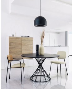 Fekete kerek étkezőasztal üveg asztallappal ø 120 cm Niut – Kave Home