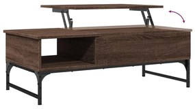 barna tölgy színű szerelt fa és fém dohányzóasztal 100x50x35 cm