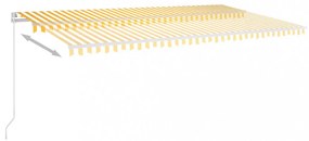 sárga és fehér kézzel kihúzható LED-es napellenző 600x300 cm